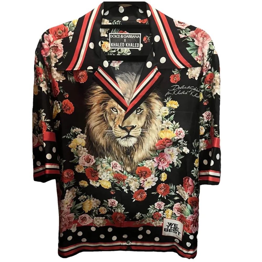 Dolce & gabbana lion king of hearts silk shirt, rare silk shirt - nwt